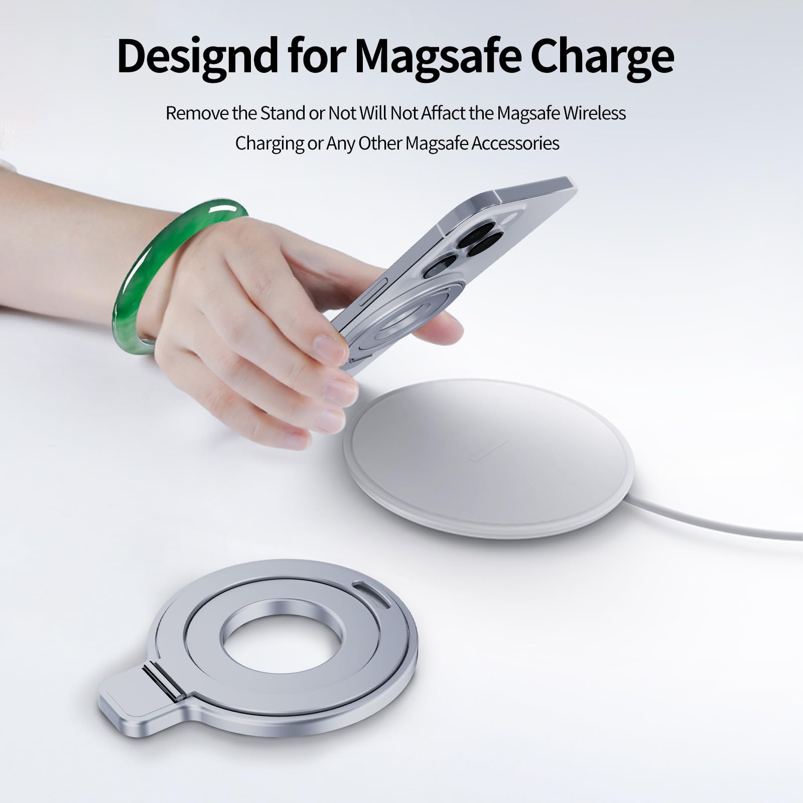 Anello Magnetico Per Telefono Aunote - Supporto Regolabile, Compatibile Con IPhone E Android, Argento - Foto 7