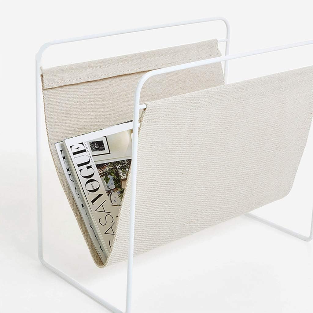 Rack Newspaper Rack Living Room Information Newspaper Storage Rack Bedroom Study Simple Metal Floor Rack (Color : White Size : 40 38 28CM)