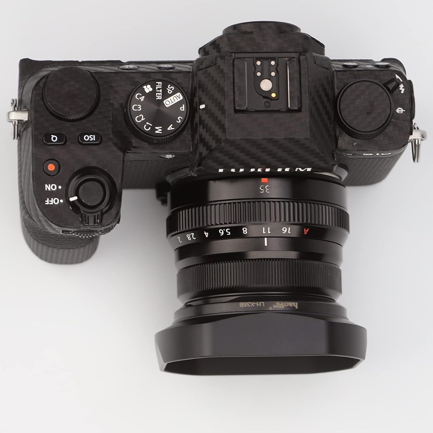 Haoge LH-X35B Metal Square Bayonet Lens Hood for Fujinon XF35mmF2 R WR XF23mmF2 R WR XC 35mm F2 (XC35mmF2), Fuji 35mm F2 Hood, 23mm F2 Lense Hood, with Metal Front Cap, Replaces LH XF35 2 Hood
