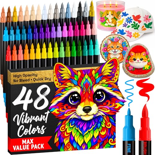 Image of ARTISTRO 48 Acrylic Paint Markers - Paint Pens for Drawing - For Fabric, Rock, Glass, Wood, Molds - Arts & Crafts Gift for Adults, Teens, Kids, Classroom Must Haves & School Supplies