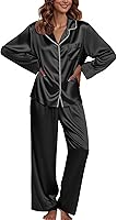 Ekouaer Pajamas For Women Set Silk Pjs 2 Piece Satin Sleepwear Long Sleeve Button Down Lounge Sets With Pant