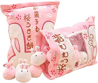 Rabbit Bunny Plush Toy Plushie Stuffed Animals Doll Baby Kids Cute Bag of Cherry Blossom Bunnies Plush Toy Soft Throw Pillow Stuffed Animal Toys Creative Gifts(40CM)