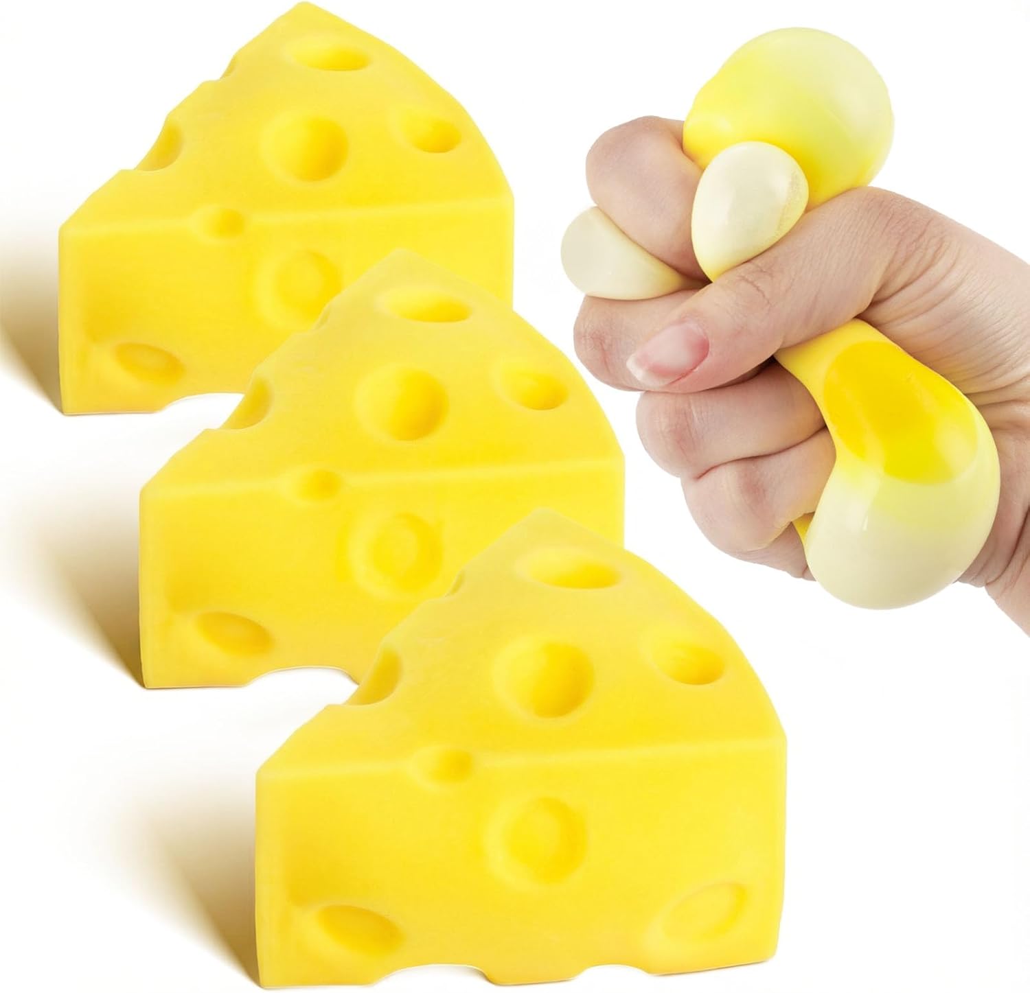LovesTown 3PCS Cheese Stress Toys, Stress Balls Squeeze Toys for Kids Party Gifts