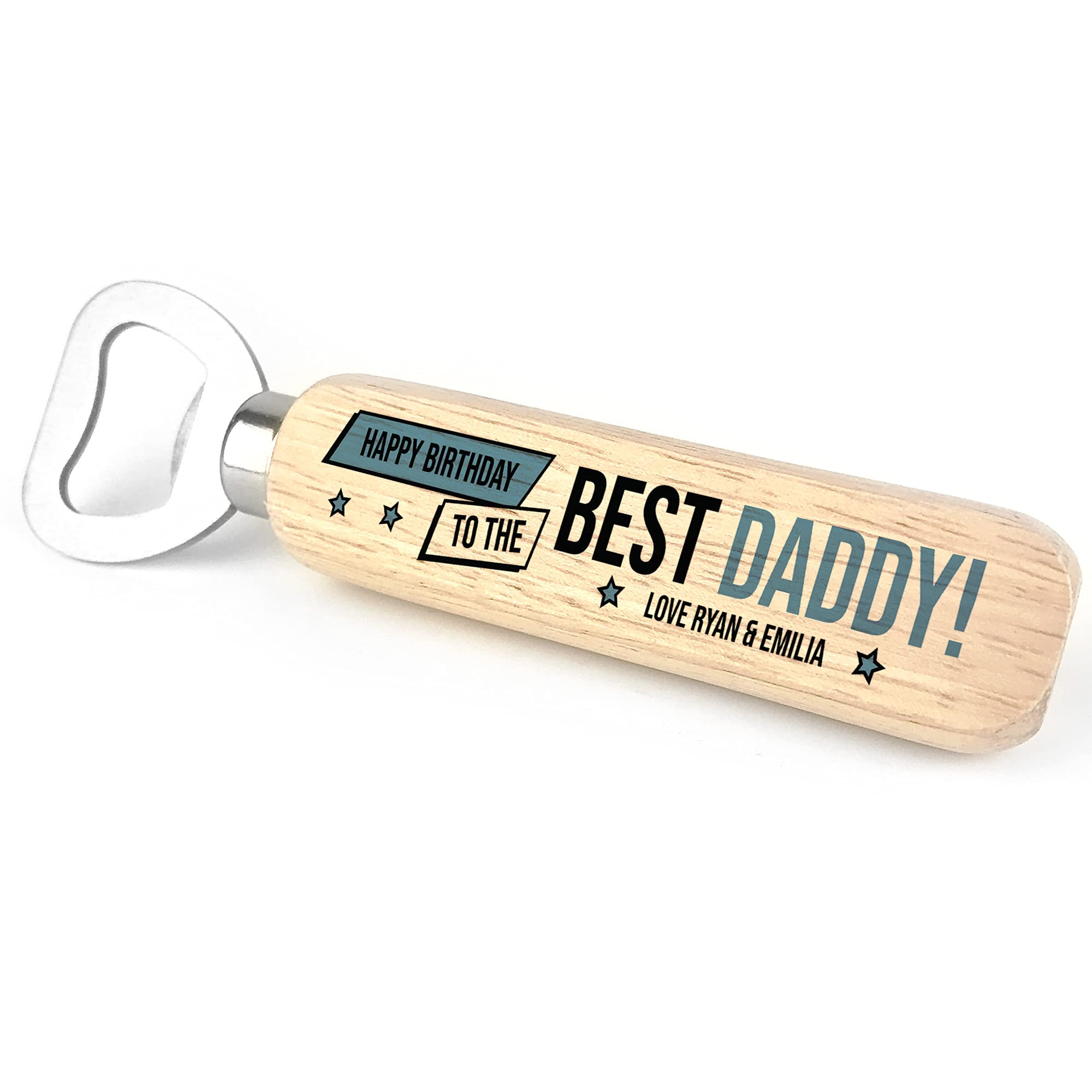 Red Ocean Personalised Birthday Gift for Daddy Wooden Bottle Opener Novelty Gift for Dad