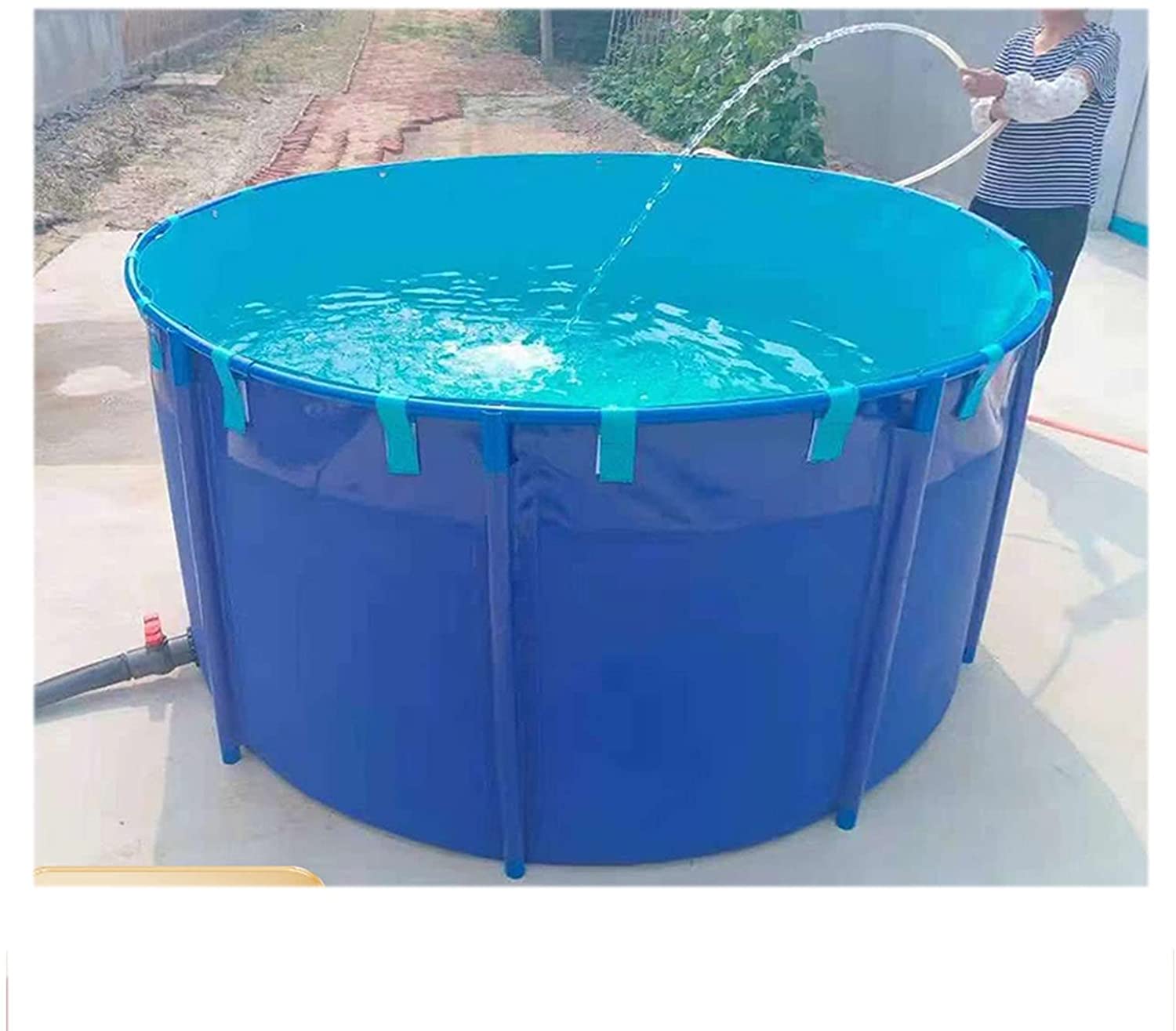 Bassin à Poissons Extérieur 2m X 0,8m - Piscine Hors Sol En PVC Renforcé Avec Structure Acier