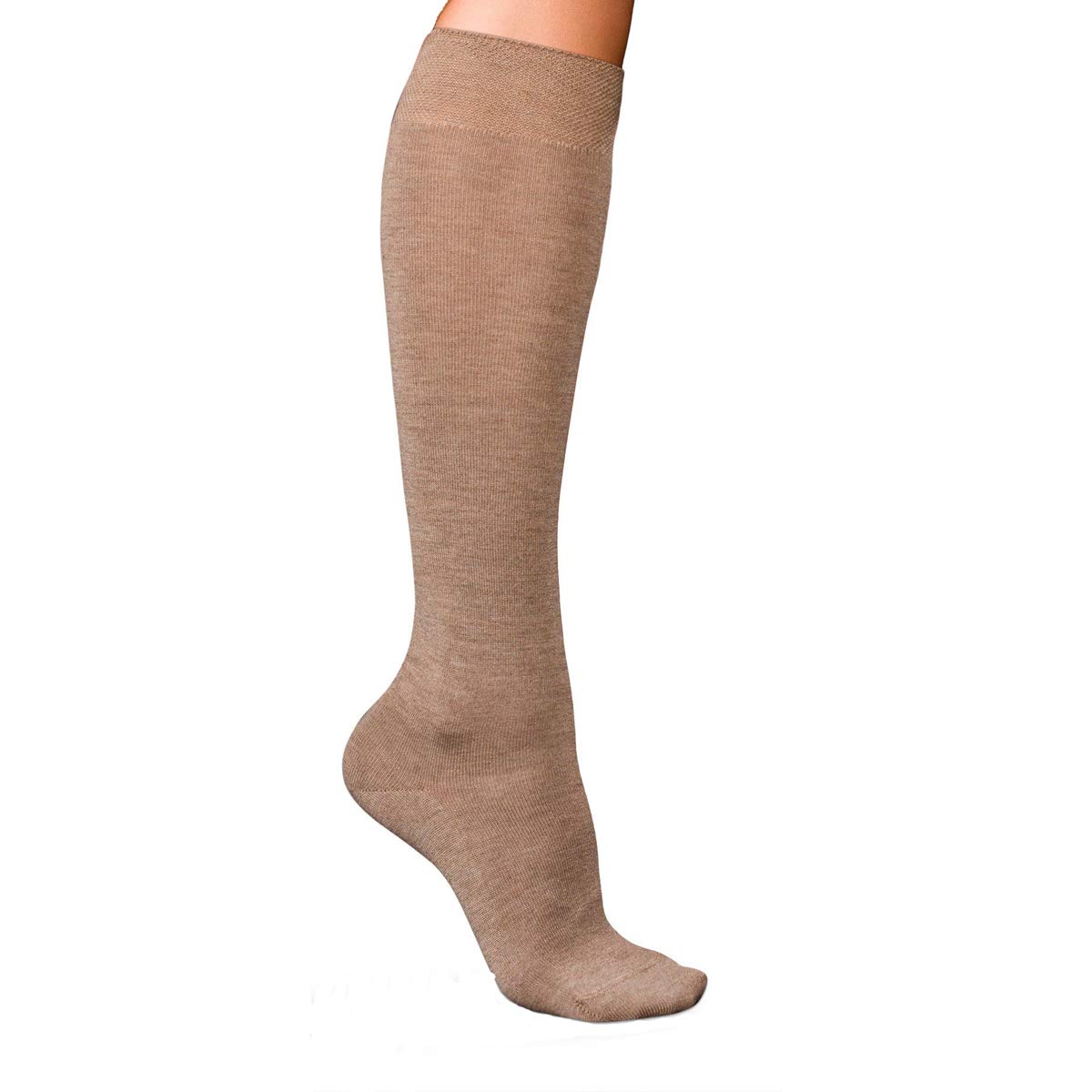 Falke Women's Brown Nutmeg Melange 5410 No. 1 Finest W Kh Cashmere Long Plain 1 Pair Knee-High Socks, 5.5-6.5