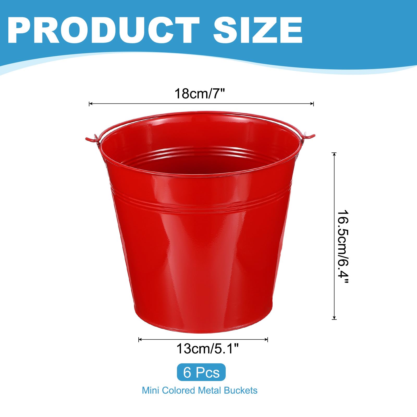 PATIKIL 7"x6.5" Small Metal Buckets with Handle - Image 2
