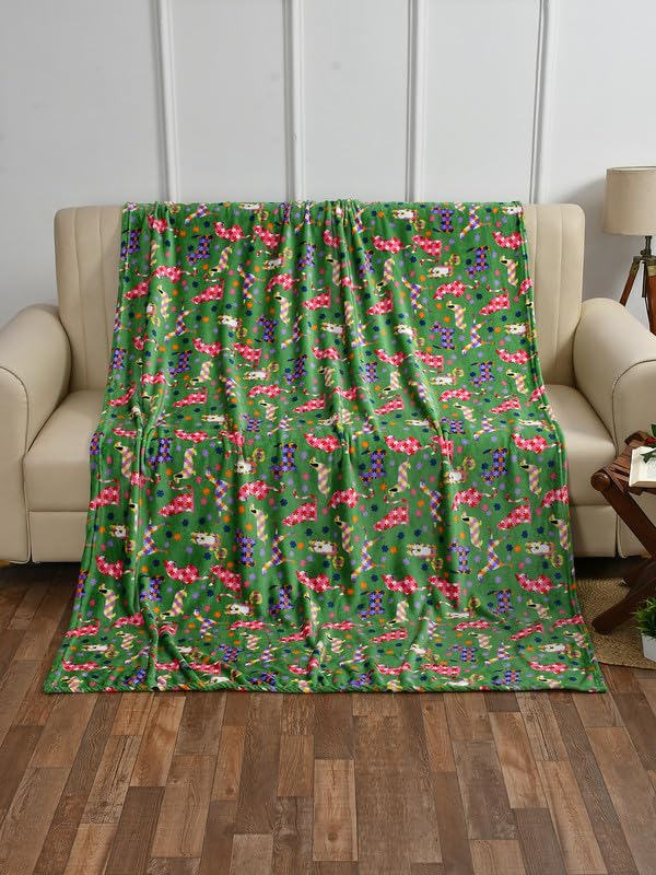MORADO 190 GSM Flannel Super Soft Warm Single Blanket for Winters - 60x90 Inches, Green