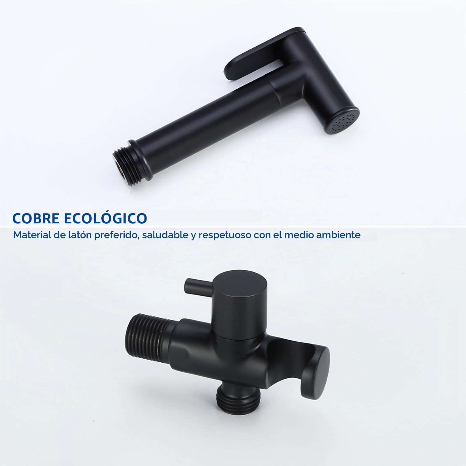 Negro Kit de Rociador de Mano para Inodoro, Agua Fría Rociador de Bidé de Mano en Pared Latón Pulverizador de Bidé de Mano con 1.5M Manguera y Soporte, para Higienico Personal, Duchas, Inodoro