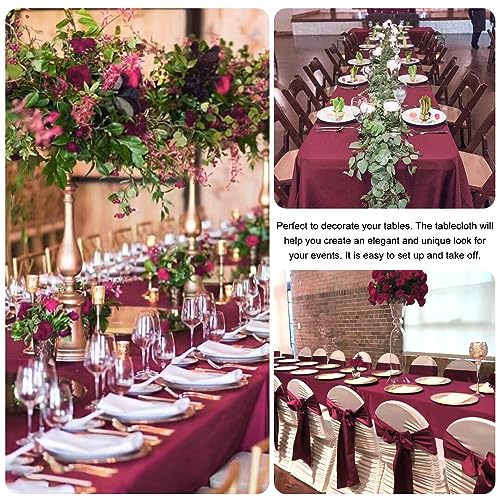 Image of 4 Pack Rectangle Tablecloth 60x102 Inch Burgundy Washable Polyester Table Cover for Wedding Dining Table Buffet Parties Banquet Decoration(Burgundy)