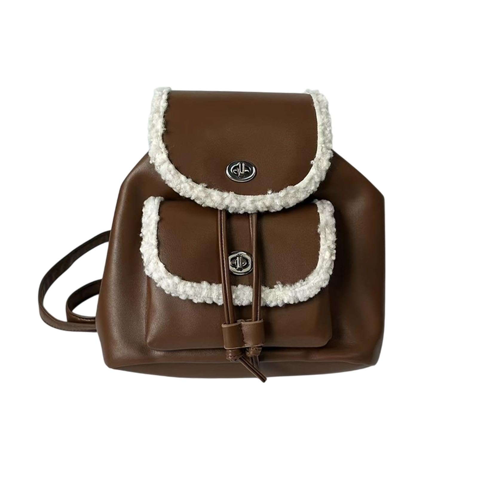 Women Backpack Adjustable Shoulder Straps Fashion School Backpack School Bag Brown-image-28