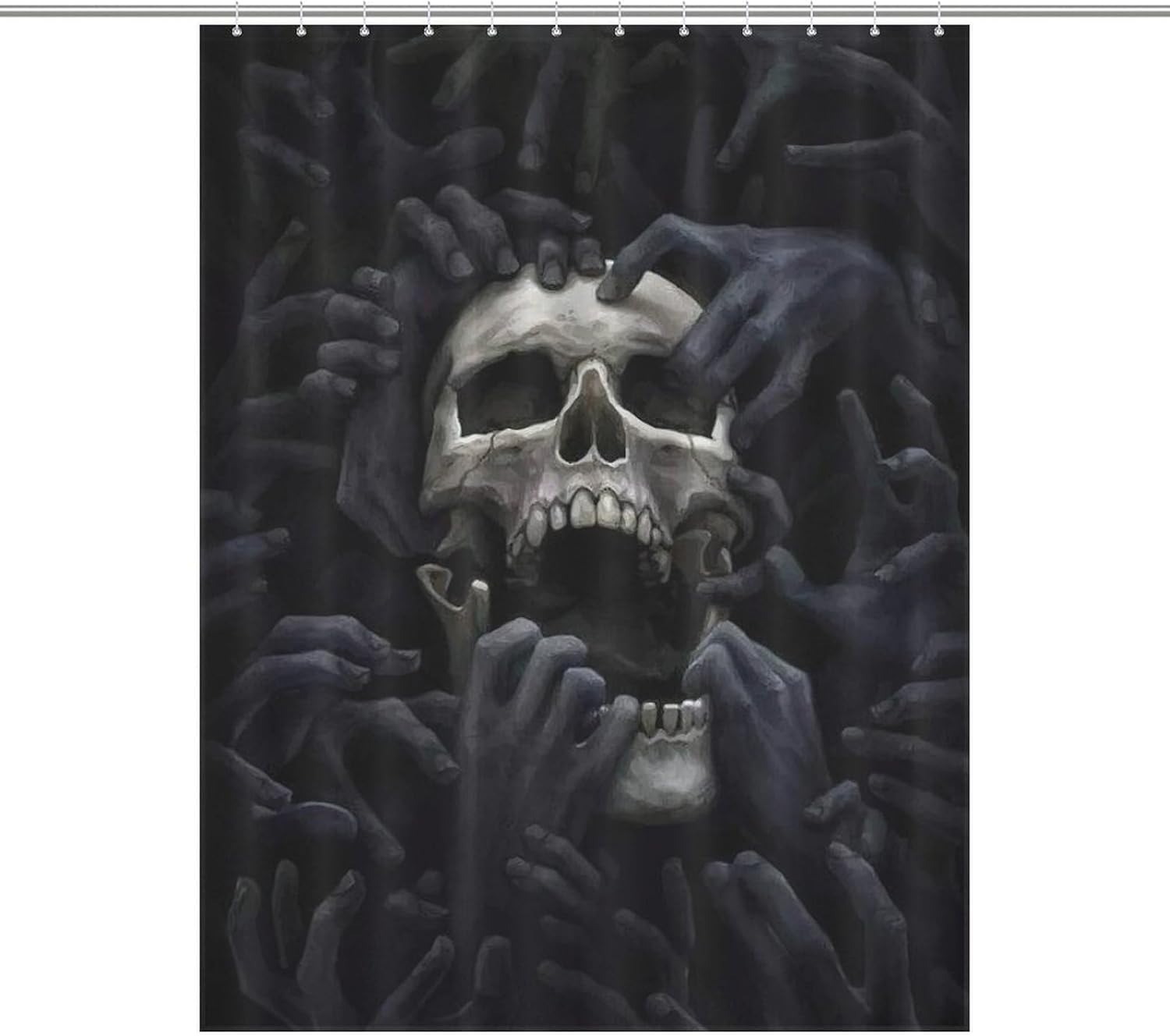 Gothic Skull Shower Curtain, Scary Spooky Halloween Skeleton Shower Curtain Sets for Bathroom Fabric Bath Curtain 12 Hook 55x72Inch（140x183cm）