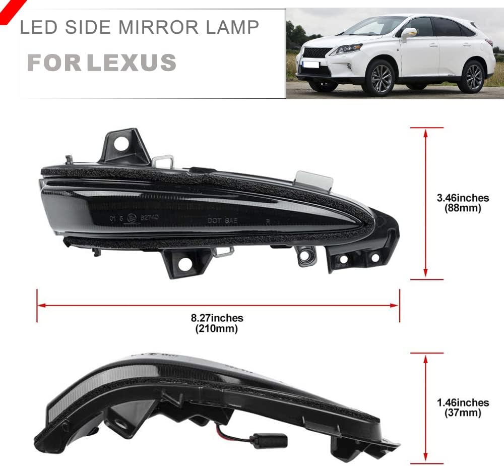 nsautolighting Dynamic LED Side Mirror Turn Signal Blinker Light Assembly Replacement for Lexus RX450H RX350 2010-2015 Car Side Wing Mirror Turn Signal Indicator Light