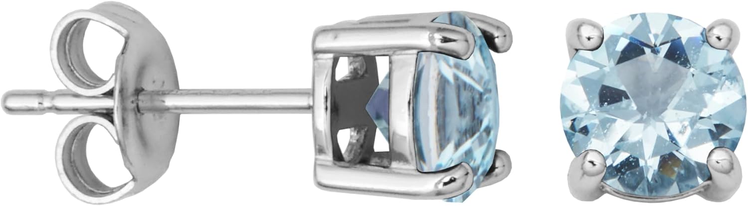 Amazon Essentials Sterling Silver Round Birthstone Stud Earrings