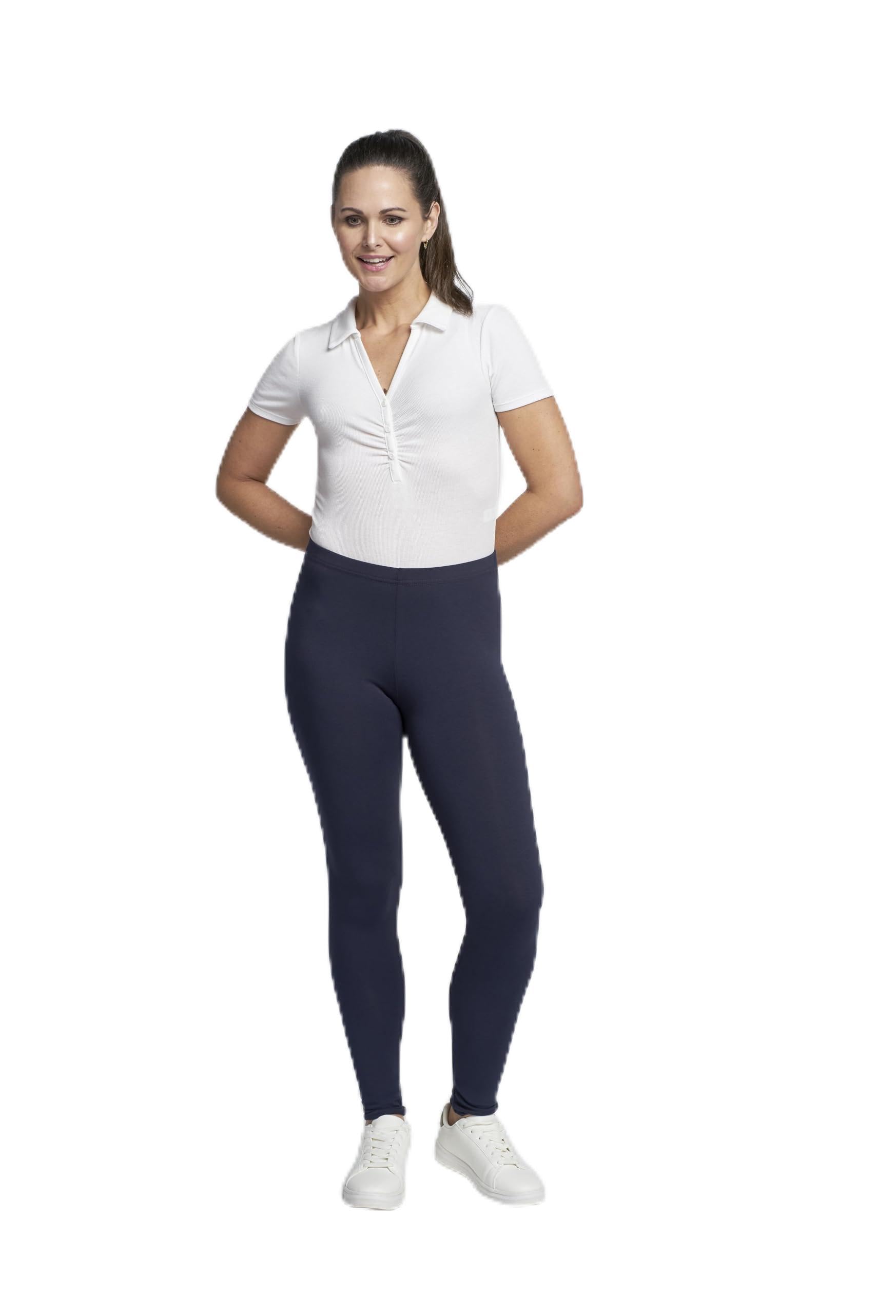 PINNS Carnation Ladies/Womens Plain Cotton Stretch Leggings (UK, Numeric, 10, Regular, Regular, Navy)