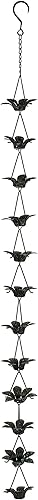 Miniatura 2 de Zeckos Verdigris - Cadena de lluvia de flores de lirio de metal con acabado con colgador adjunto, 48 pulgadas