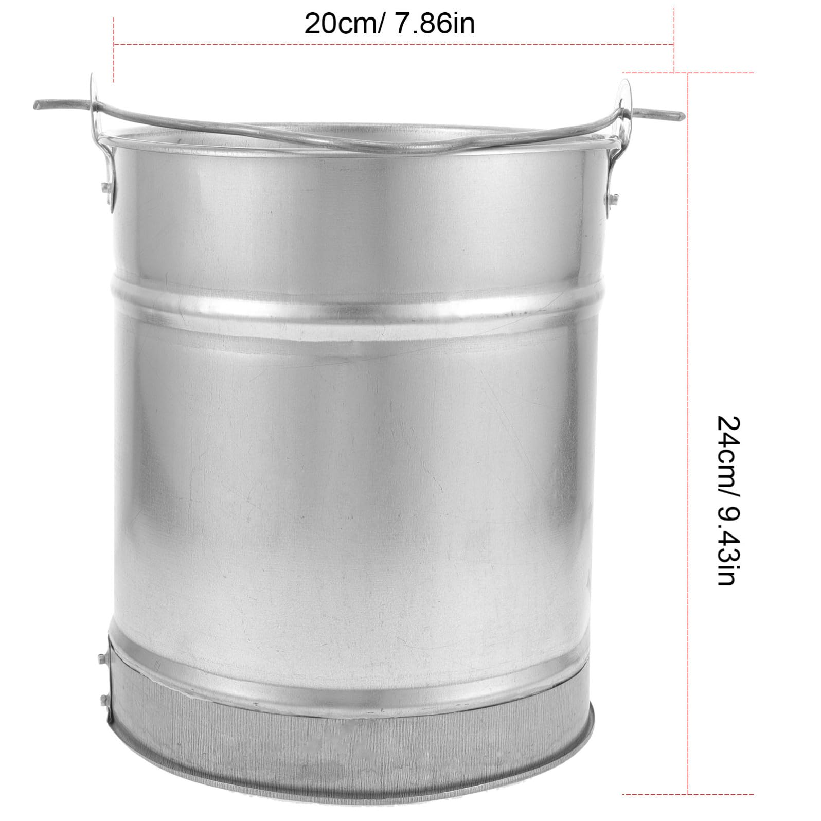 Secchio D'acqua in Ferro Argento da 5l Manico, Resistente e Facile da Lavare, Contenitore Versatile per Uso Domestico e Agricolo