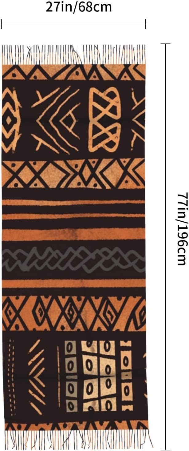 African Mud Cloth Tribal Print Women's Scarfs Warm Winter Scarves Fashion Tassel Shawl Wraps For Indoor Outdoor - Image 5