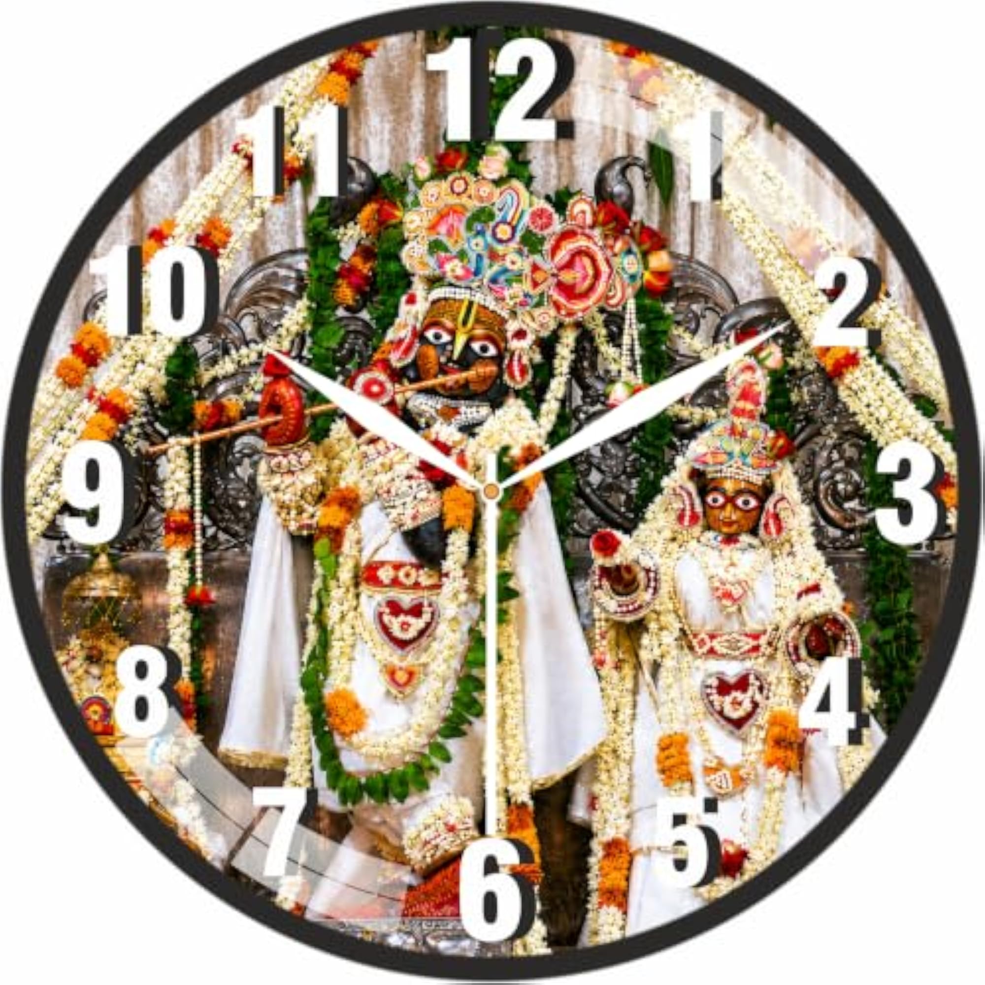 10 Inch Analog Govind Dev Ji Wall Clock for Hall