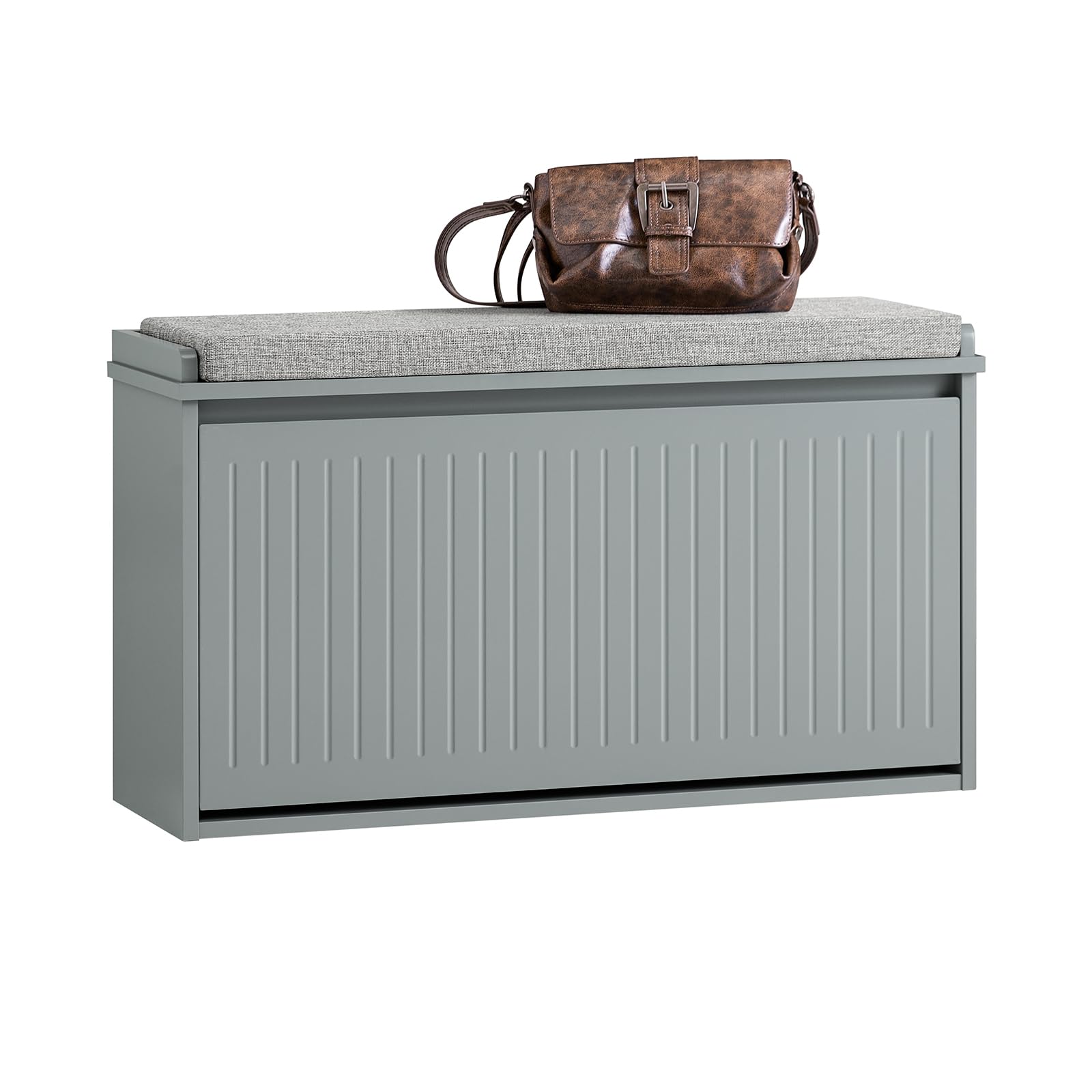 SoBuy Banco Zapatero con Asiento - Zapatero Recibidor para Entrada y Recibidor, Almacenaje para 6-​8 Pares de Zapatos, 155kg de Carga, Diseño Moderno, Gris, 80x26x45cm, FSR98-​L-​HG