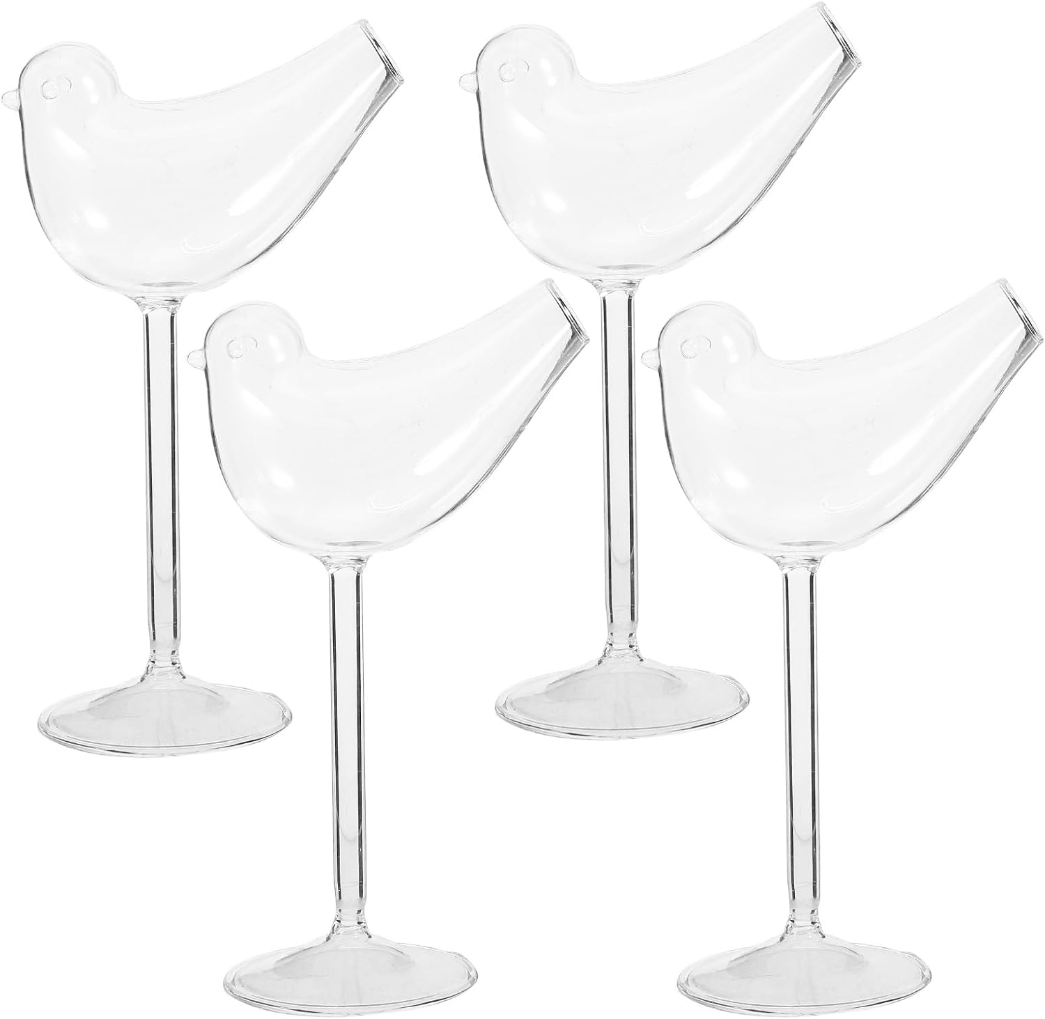 4Pcs Bird Cocktail Cup Bird Shaped Glass Goblet Novelty Wine Goblet Martini Cups Wine Toasting Glasses for Kitchen Bar