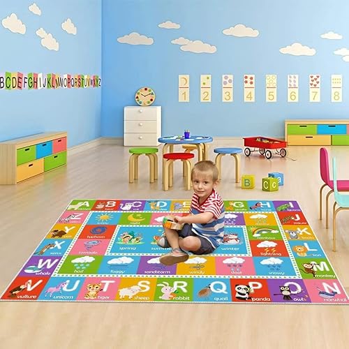 Miniatura 3 de ABC Alphabet - Alfombra de aprendizaje educativo y animales para el reconocimiento de estaciones meteorológicas, divertida alfombra antideslizante