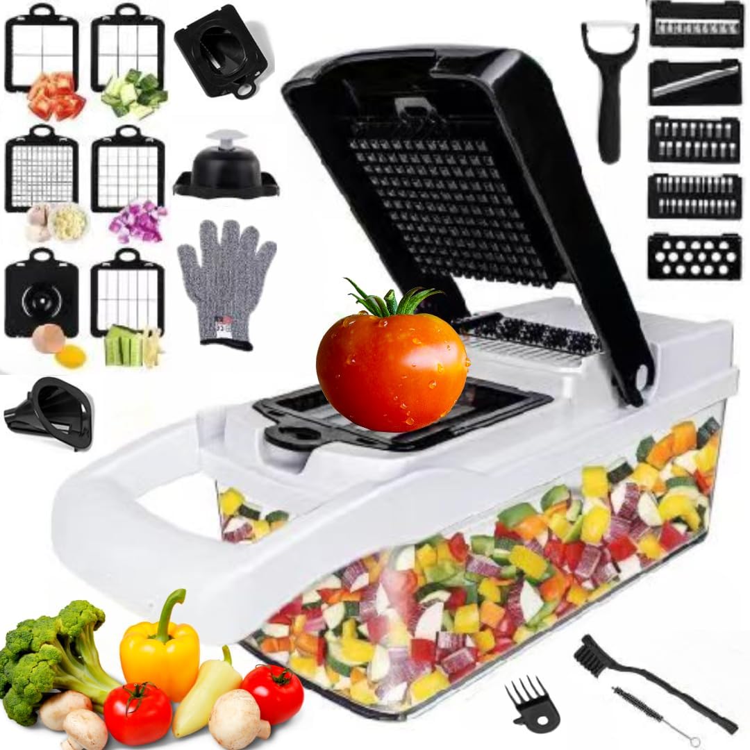 Vegetable Chopper - Spiralizer Vegetable Slicer - Multifunctional 22 in 1 Food Chopper, Pro Onion Chopper with Container for Salad Potato Carrot Garlic, Suitable for Vegetable and Fruit