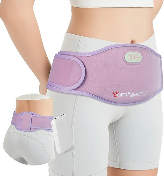 Comfytemp Portable Belly and Back Heating Pad for Period Cramps Pain Relief, Cordless Dual-Zone Menstrual Heating Pad for Abdomen Waist, 3 Timer 3 Heat (No Massage)