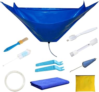 Air Conditioner Cleaning Kit, Wall Mount AC Maintenance Cover with Cleaning Tools, 10-Piece Set, Blue