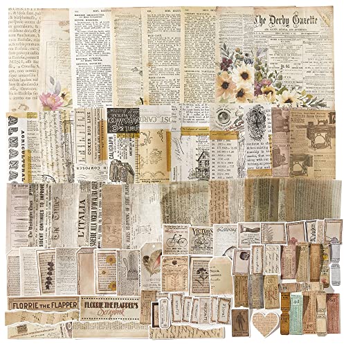 PUDIS 90枚 コラージュ 素材 シール ステッカー フレークシール 硫酸紙 レトロ デザインペーパー 手帳素材パック ジャンクジャーナル メモ用紙