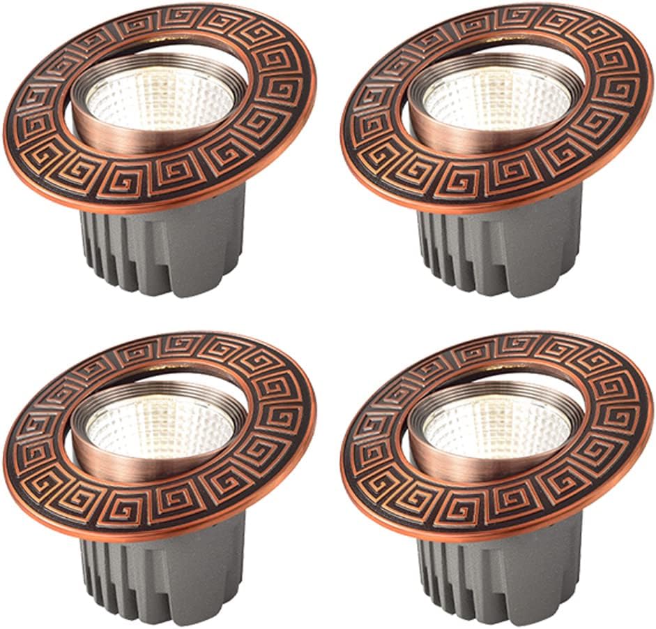 4 Pack,Canless COB Downlight Rotatable Recessed Lighting Fixtures 3in Copper Round Flat Panel Light,5W,7W,10W,12W,Anti-Glare Bronze Trim