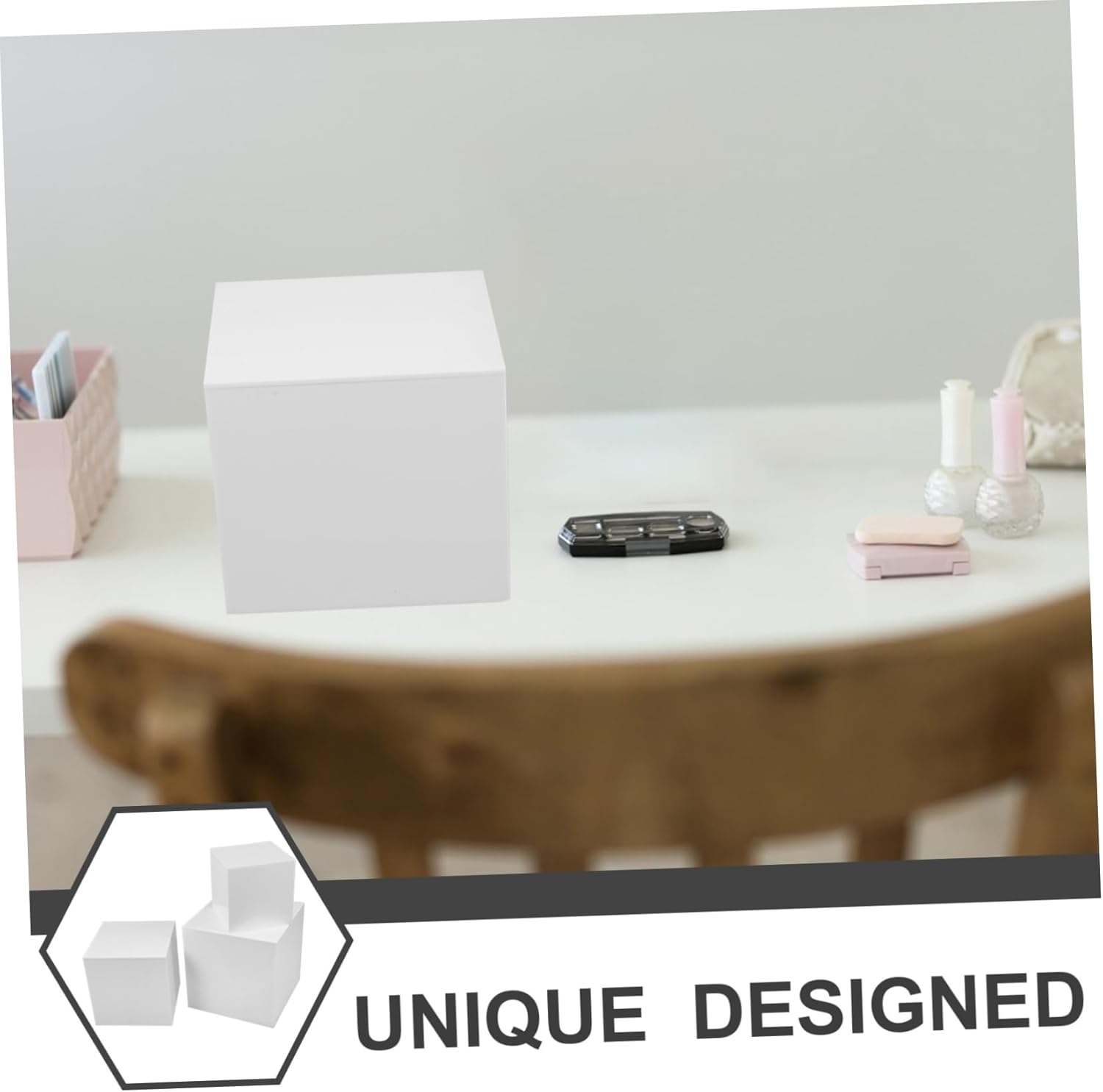 Ciieeo 3Pcs Acrylic Cube Display Stands Multi Purpose Risers for Collectibles Smooth Polishing Stable Support for Office Kitchen and Bathroom Use Acrylic Containers