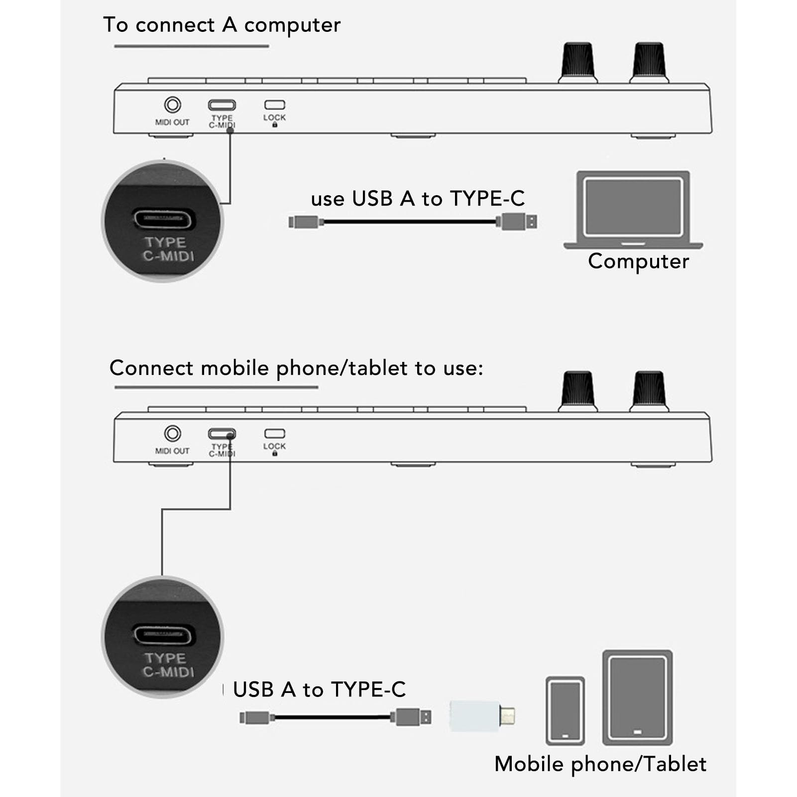 MIDI Controller Pad, Teclas Personalizables, con 16 Almohadillas de Batería RGB, 2 Fader, 2 Perillas, Almohadilla de Batería MIDI Portátil, para Producción Musical