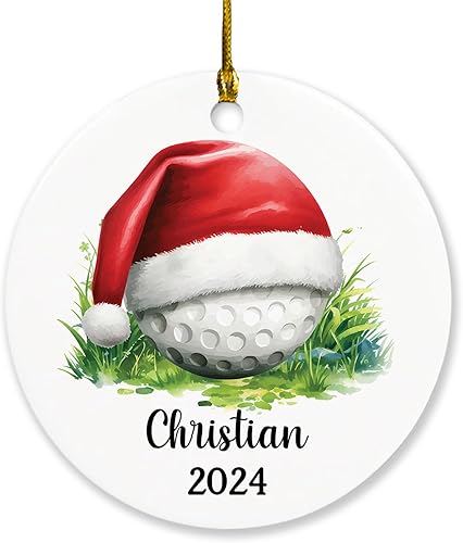 Adorno de Navidad de golf personalizado 2023, adorno de pelota de golf con nombre personalizado, regalos para jugadores de golf, regalo de adorno de