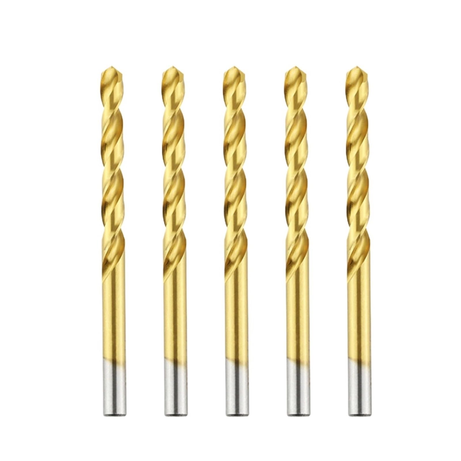 Lot de 5 forets hélicoïdaux en titane 6542 en acier inoxydable de 1 à 13 mm