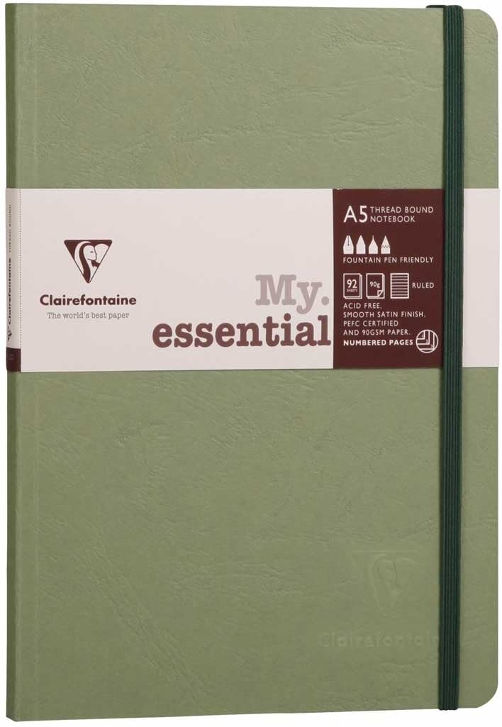 A5 Age Bag Essentials Thread, Bound Notebook, Lined, 192 Pages, Green