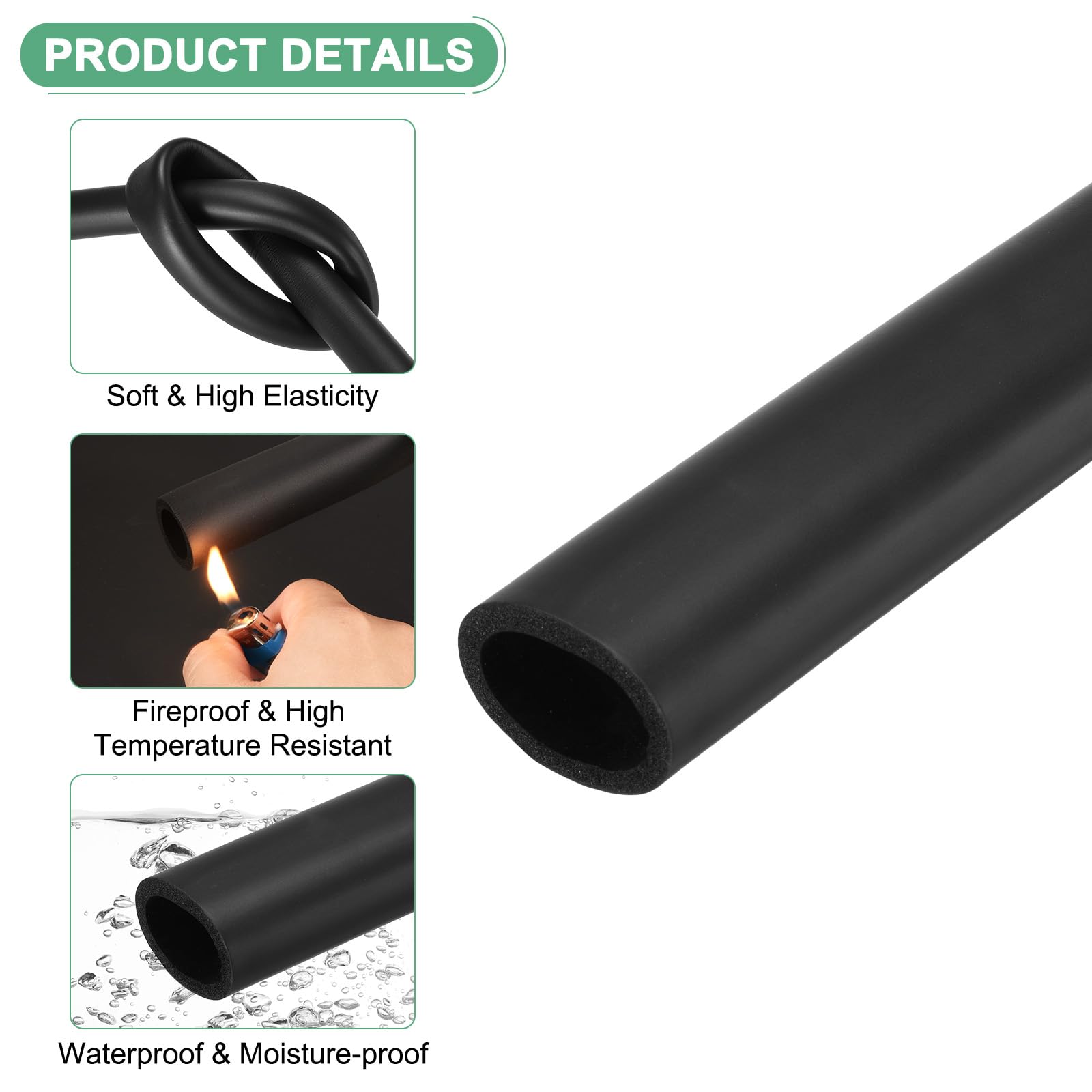 M METERXITY Pipe Insulation Foam Tube, 45mm ID 59mm OD 3.3Ft 1m Length - Image 2