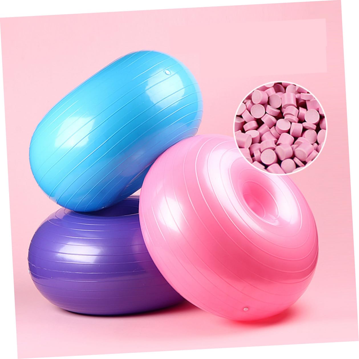 Explosionsgeschützter Gymnastikball Donutform aus PVC mit Hoher Griffigkeit und Luftpumpe für Yoga und Pilates Training zu Hause und Büro