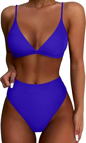 SUUKSESS Conjunto de bikini de cintura alta para mujer, traje de baño de dos piezas con triángulo sexy