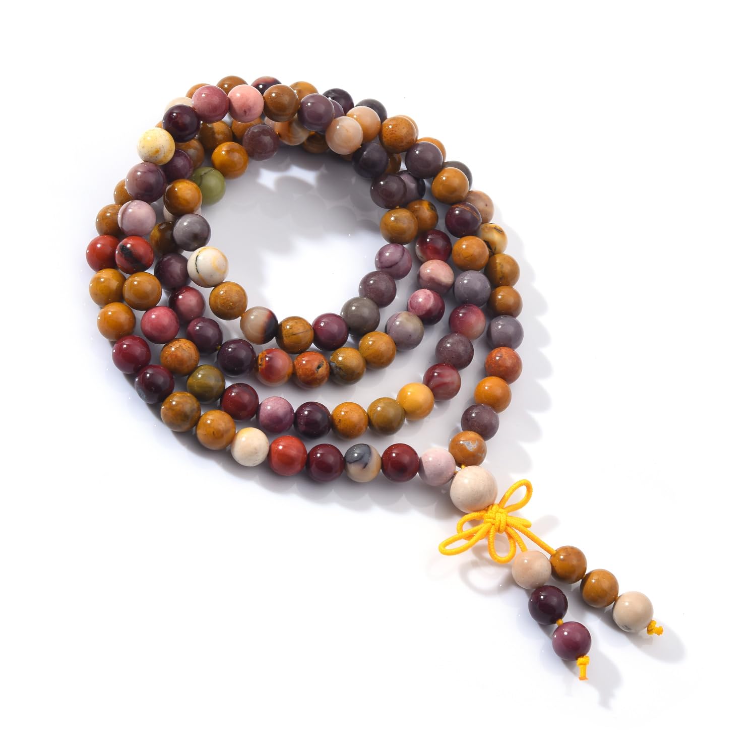 108 Mala Prayer Beads Bracelet 6mm Genuine Gemstone Healing Crystal Stone Beaded Bracelet Buddhist Tibetan Handmade Knotted Elastic Necklace for Yoga Meditation Unisex Women Men - Image 2