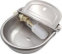 ZHEQOGZH Stainless Steel Automatic Waterer Bowl with Float Valve for Dogs, Pigs, Chickens, Goats, Livestock - Drain Plug Included