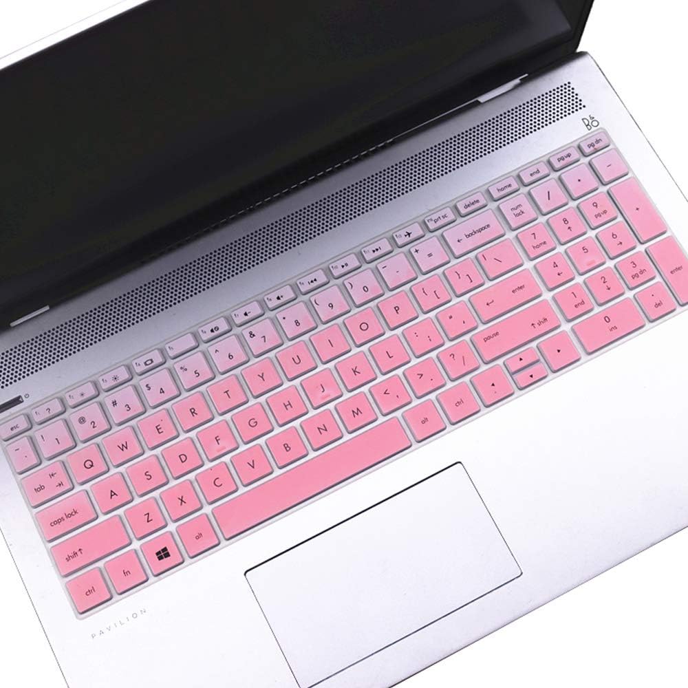 Keyboard Cover for HP Laptop 15-db 15-dw 15-dy 15-da 15-bs/bw 15-ef 15t 15z 15.6" Model 15-db0011dx 15-dy1043dx/dy1051wm 15-dw0037wm/dw1083wm 15-ef1001ds, HP 17-by/bs/ca 17.3 Keyboard Skin, Ombre Pink