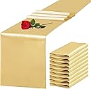 10 Pack Satin Table Runner 12 x 108 Inch Long Light Gold Silk Table Runner for Wedding Party Banquet Birthday Decoration