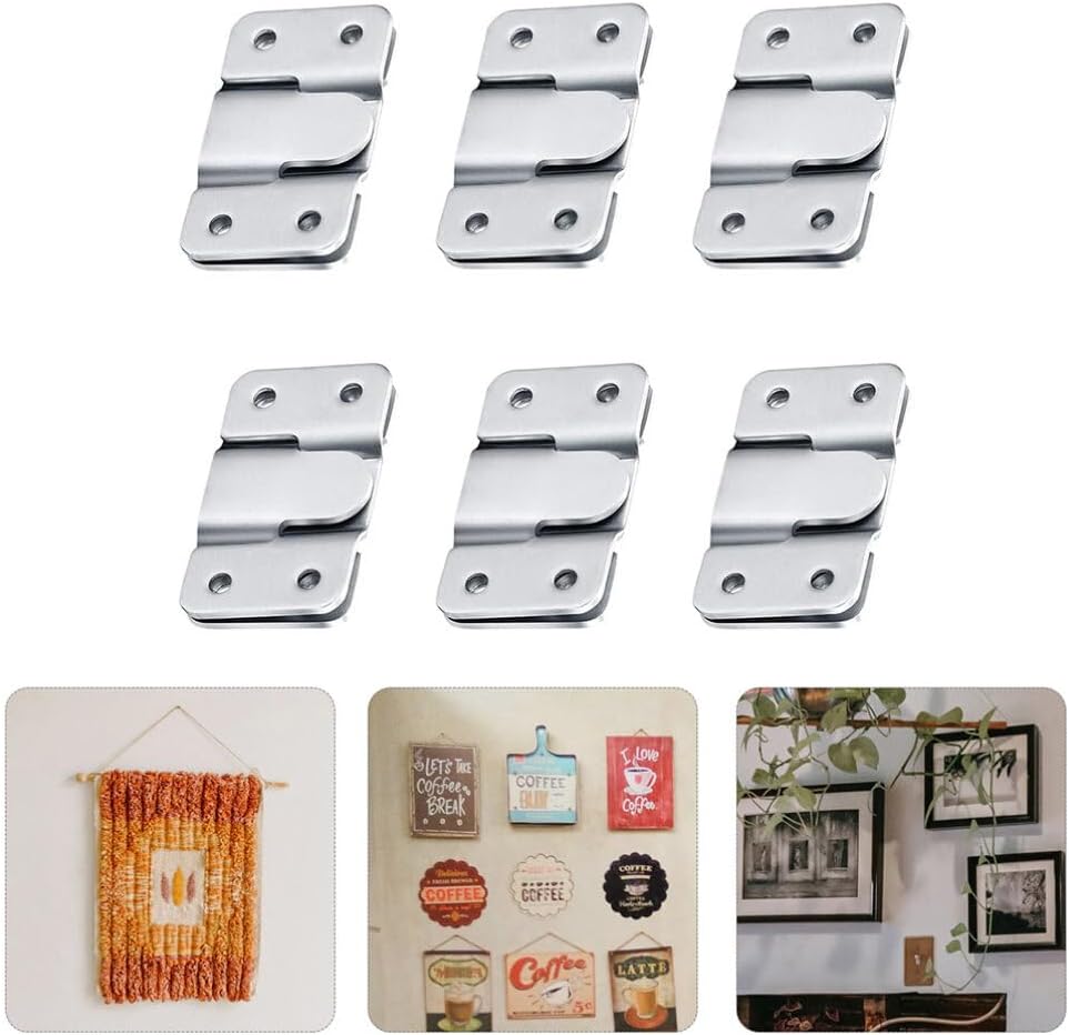 Stainless Steel Interlocking Photo Frame Hooks 6 Pairs Mountain Buckles Picture Wall Hangers Durable Heavy Duty Frame Hanging Hardware