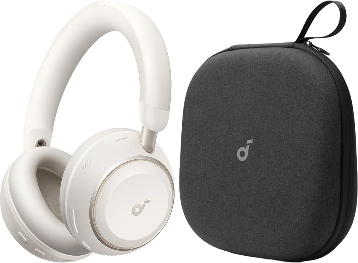 Soundcore Anker Space 2 Headphones with Protetive Case, Travel-Ready | Active Noise Cancelling, 50H Playtime, LDAC Hi-Res, Dual Connection, Clear Calls, Nap Mode, Wearing Detection, Fast Charging