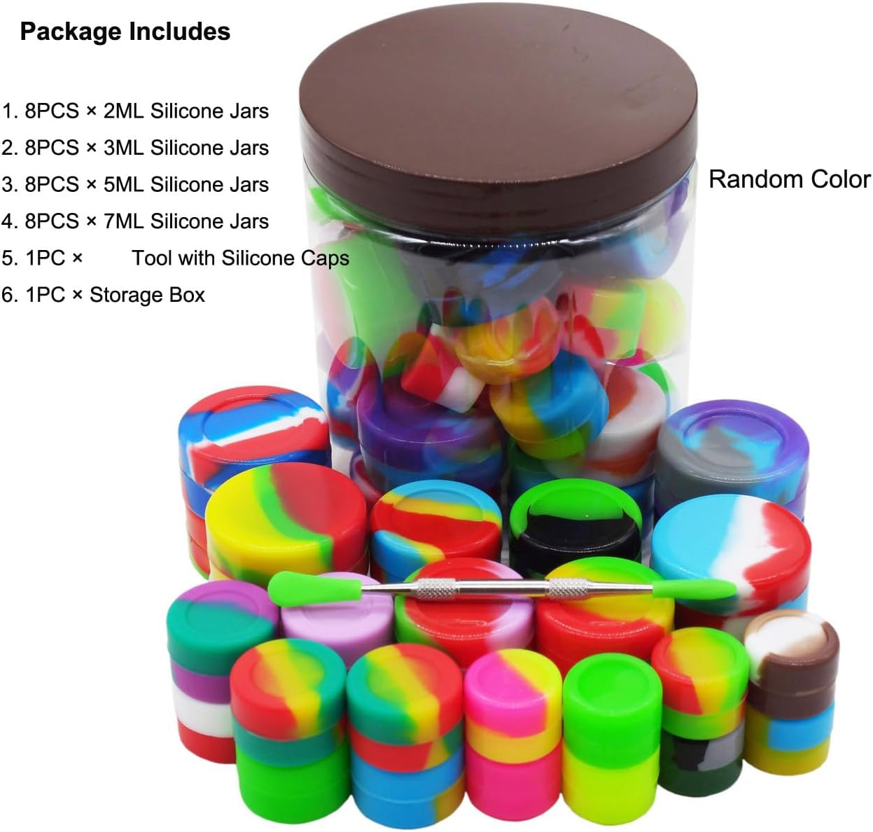2ml 3ml 5ml 7ml Silicone Wax Containers with Carving Tool (33) image 2