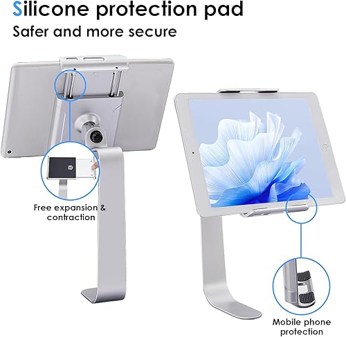 Miniatura 6 de Weilianda Serie de asientos de cine en casa, soporte giratorio para tableta y teléfono celular, accesorios para sofá, 2 juegos de plata