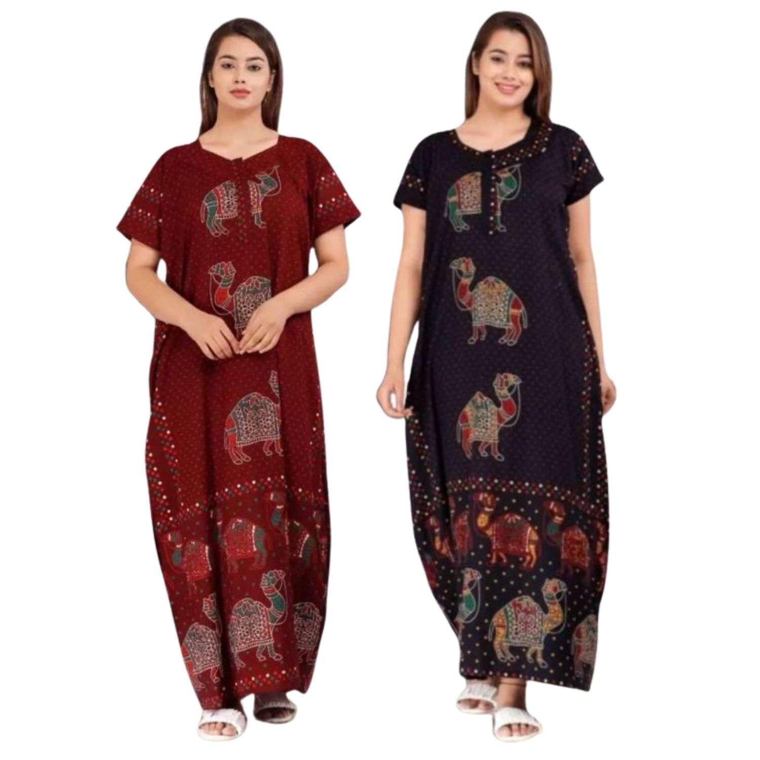Women Flower Printed Casual Wear Cotton Nighty / Gown_MFNT5001-image-11