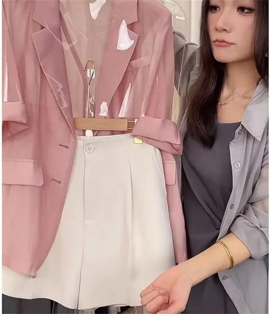 Women Notched Collar Short Sleeve Blazer Set, Single Breasted Blazer Slim Shorts Office Lady Two-Piece Outfits