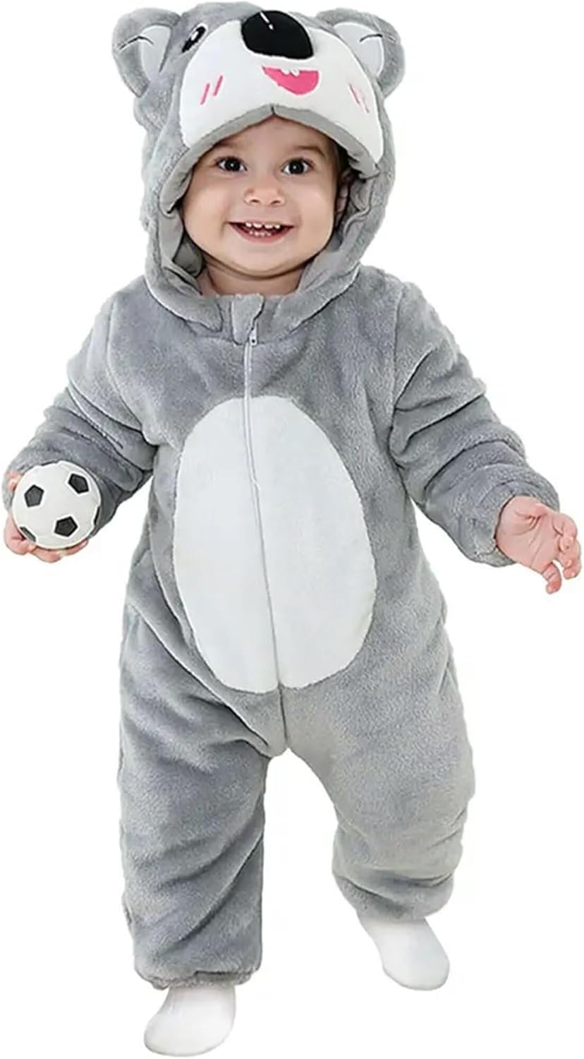 DarkCom Unisex Baby Koala Costume Animal Onesie Toddler Hooded Romper Halloween Kids' Christmas Pajamas